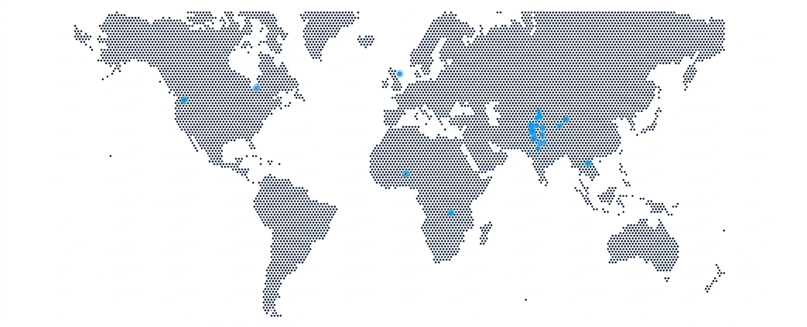 MGA Group global presence map showing Mumbai, India and international offices